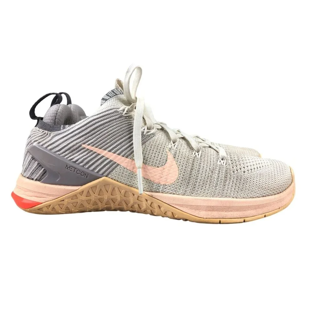 Nike Women's Size 7 Metcon DSX Flyknit 2 Grey White Peach Sneakers 924595-102
